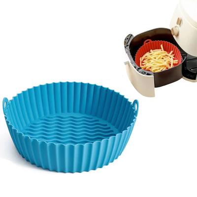 China 7.5 Inch Blue Air Fryer Air Fryer Silicone Pot Silicone Non-Stick Sustainable Air Fryer Tray Oven Accessories for sale