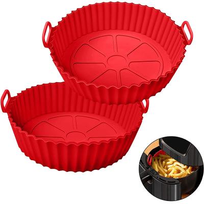 China Sustainable Food Safe Non Stick 8 Inch Liner Silicone Air Fryer Basket Pot Air Fryer Accessories for sale