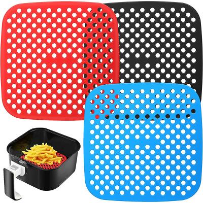 China Durable 8.5 Inch Air Fryer Accessories Non Stick Airfryer Silicone Mat Reusable Silicone Air Fryer Liners for sale