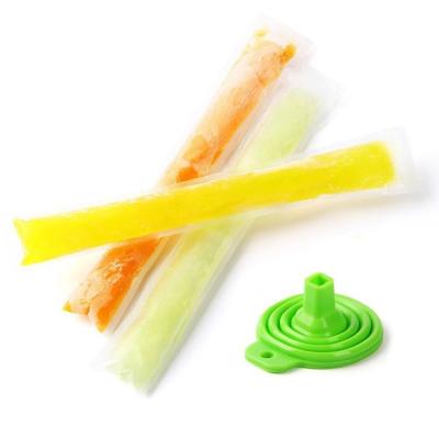 China Recyclable Pouch Bag Plastic Packaging Food Grade Ice Cream Pop Transparent Popsicle Bag With Funnel for sale