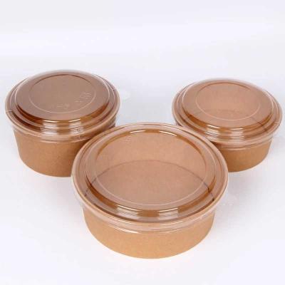 China Fast Food Disposable Catering Paper Bowl Disposable Salad Sushi Paper Bowl With Lid for sale