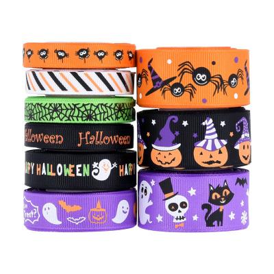 China Halloween Grosgrain Ribbons Viable Cartoon Printed Ribbon Halloween Decorative Wrapping Ribbon 1CM 2.5CM for sale