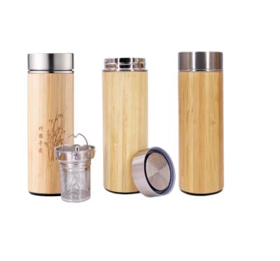 China Various Double Wall Sustainable Bamboo Vacuum Water Bottle Factory Manufacture Stainless Steel for sale