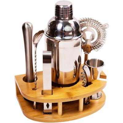 China Amazon Viable Custom 8 Piece Cocktail Shaker Set Premium Stainless Steel Bartender Kit with Bamboo Holder Wine Accessories Bar Tool Kit for sale