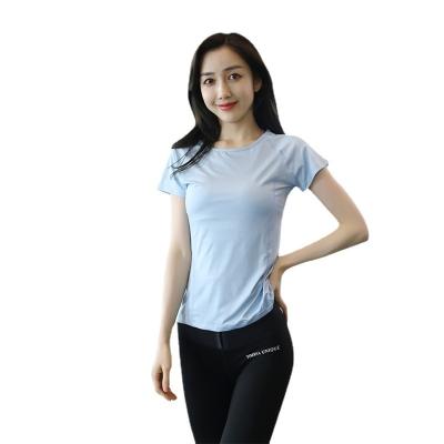 China Anti-wrinkle 2022 summer new yoga tops slim breathable women's fitness running clothes sports short sleeves wholesale for sale