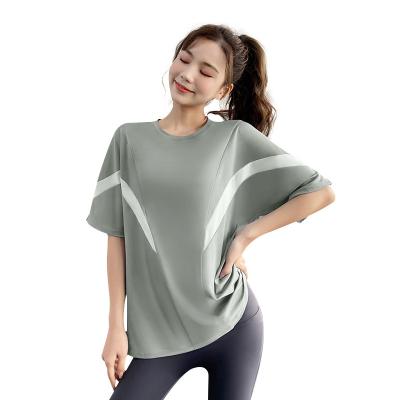 China Anti-wrinkle sports T-shirt women's summer thin section loose and fashion fitness thin tops running yoga clothes breathable blouse for sale