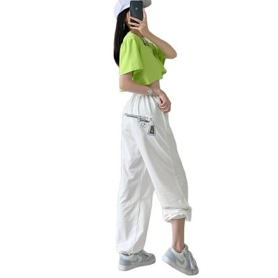 China Anti-Wrinkle Women's Elastic Sweatpants Women's Slim Loose Hip-Hop Print Waist Spring And Autumn Sweatpants for sale