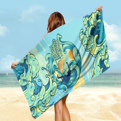 China Large Wholesale Summer Sublimation QUICK DRY Quick Dry With Logo Custom Print Microfiber Beach Towel for sale