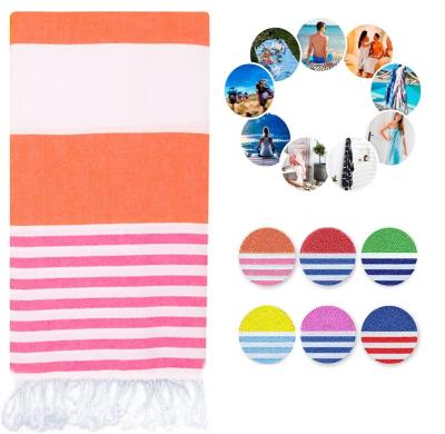 China Cotton Disposable Turkish Beach Towel Fringe Quick Dry Striped Bath Towel For Embroidery for sale