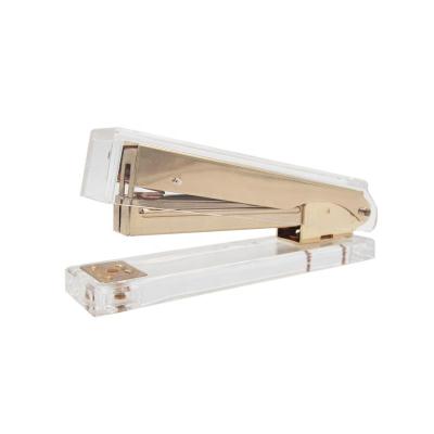 China Plastic+metal Fashion Design Fancy Clear Acrylic Stapler Rose Gold Wholesale Transparent Stapler Acrylic Rose Gold Stapler for sale