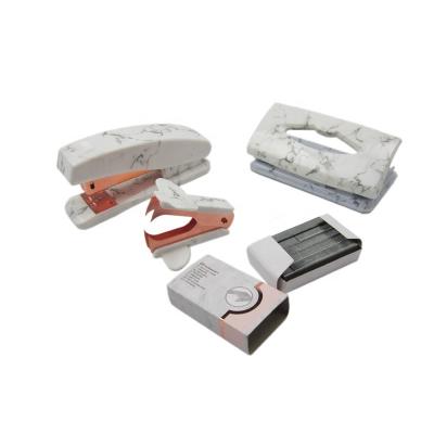 China Cheap Popular Plastic+metal Prices Marble Printing Stapler and Staple School Stationery Cubic Punch Staple Remover Clip Printing Kit for sale