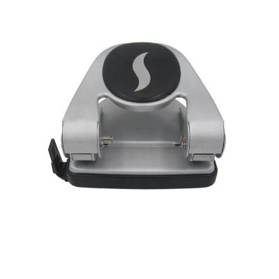 China All metal office used paper hole punch cheapest price 20sheets gray color with rubber base for sale