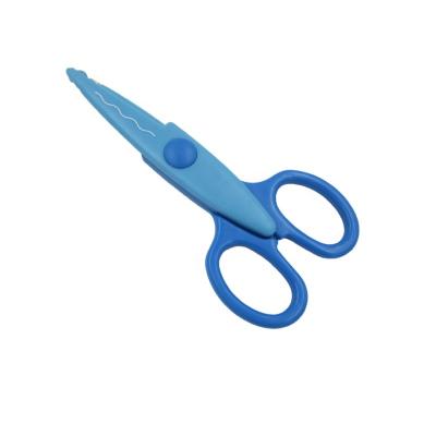 China Fabric /Sewing Shears Safety Guard Soft Touch Scissors Kids Scissors For Hand Craft Scissors Work With Wave Lace for sale