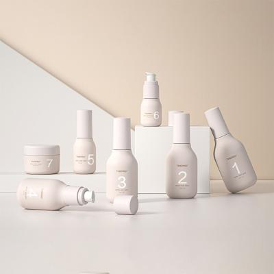 China Refillable Cosmetics Cosmetics Packaging Recycled Plastic For Cosmetic Packaging Set For Skin Care With Custom Clear Frosted Lotion Bottle for sale