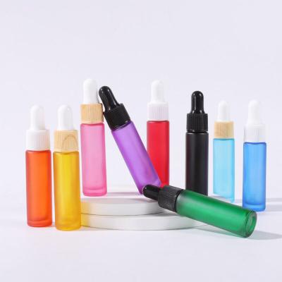 China Frosted Colorful 10ml Cosmetics Dropper Bottle For Cosmetic Glass Packaging With Luxury Custom 10ml Serum Bottle for sale