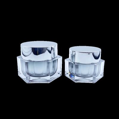 China Hot Sale Wholesale Luxury Simple Style Square Makeup Packaging Acrylic Plastic Cosmetic Jars for sale