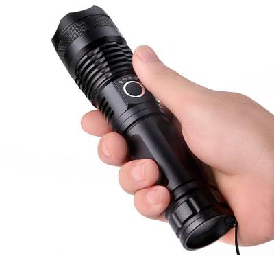 China Camping Flashlight Aluminum Alloy Boom USB Rechargeable Flashlight Strong Light Telescopic Long Range Outdoor Flashlight for sale