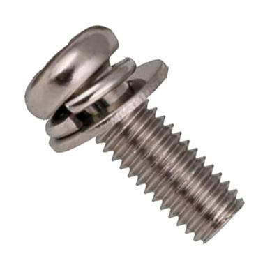 China 304 Stainless Steel M2 M2.5 M3 M4 M5 M6 Phillips Pan Head Sems Screw Three Piece Combination Screws for sale