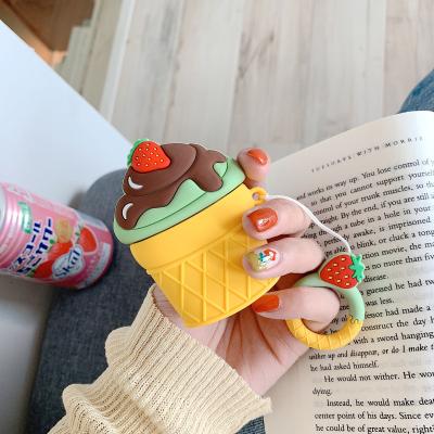 China Eco-friendly colorful high quality soft silicone protective case of ice cream for airpods for sale