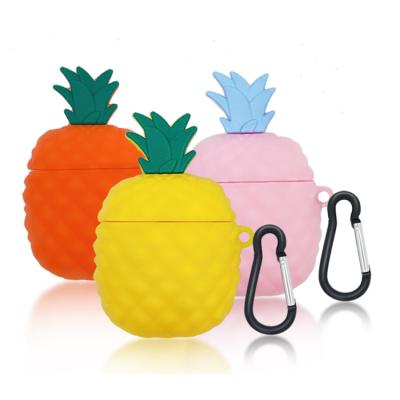 China Eco-friendly Colorful Pineapple High Quality Soft Fruit Silicone Earphone Cover Wireless Device Case For Airpods for sale