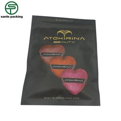 China 3 Sides Recyclable Seal Tanning Packaging Bag Mylar Puff Bags With Zipper for sale