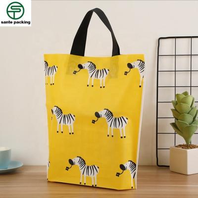 China LDPE Recyclable Reusable Eco-friendly Custom Clean Logo Printing Bottom Gusset Plastic Shopping Bags With Handle for sale