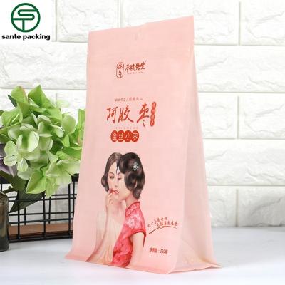 China Recyclable Food 8 Seal Bag Zipper Seal Bag Food Grade Flat Bottom Side Rack Up Zipper Pouch for sale