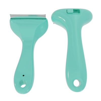 China Viable One-Click Cleaning Pet Comb Dog Cat Hair Remover Tool Pet Grooming Hidden Stainless Hair Brush for sale