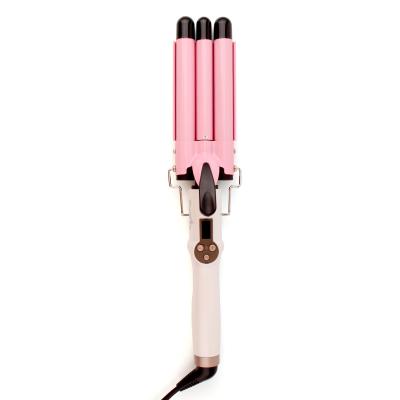 China Hair Curling 3 Barrel Curling Iron Magic Wand 1 Inch Ceramic Professional Electric & Automatic Steam Hair Curler for Deep Waves, LCD Temp Display for sale