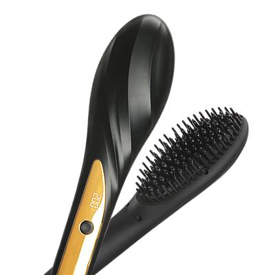 China Nondisposable Classic Hair Straightener Comb 4 Temperature Levels With LED Display Professional Electric Hair Brush for sale