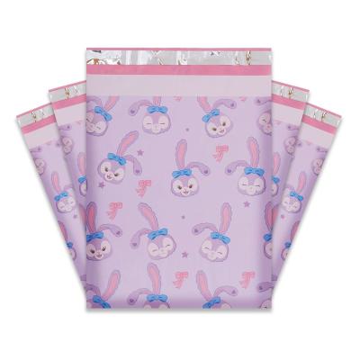 China Strong Adhesive Custom Printed Luxury Cute Purple Rabbit Butterfly Children Plastic Express Mailing Messenger Poly Mailers Mailing Bags for sale