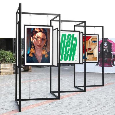 China High Quality Eco-Friendly Calligraphy and Painting Octagonal Folding Frame Frame Exhibition Advertising Ultra Thin Commercial Display for sale