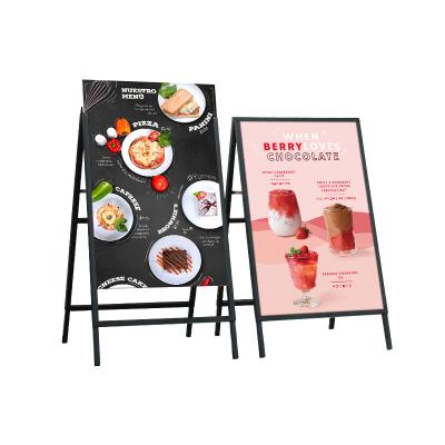 China Easy Assembly Double Side Floor Stand Poster Display A1 Size Iron Snap Lock Frame One Board Stand Outdoor Standing Sign One Frame Panel Sign for sale