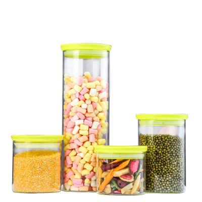 China Fresh Preservation Borosilicate Kitchen Storage Jar Glass Food Container With Lid High Borosilicate Glass Airtight Food Storage for sale