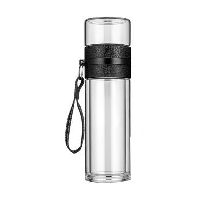 China Higher Qual Double Wall Glass Water Bottle Infuser Glass Water Bottle Sustainable Luxury Borosilicate Tea Eco-Friendly for sale