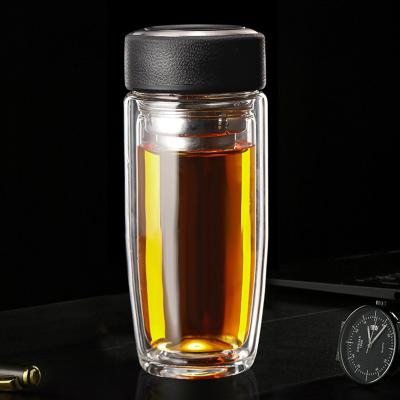 China Viable Glass Water Bottle 350Ml Wide Mouth Tea Filter Water Bottle With Tea Infuser for sale