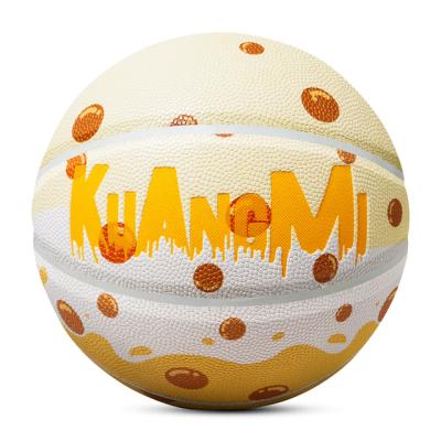 China Sports Game.Sports Training Hot New Product High Value Innovative Cute Milk Tea Yellow Basketball Size 7 for sale