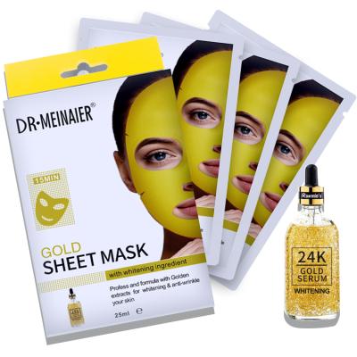 China Moisturizer Private Label Face Mask Whitening Anti Wrinkle Moisturizing Collagen 24K Gold Foil Mask for sale