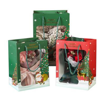 China Recycled Packaging Materials Recyclable Wrapping Paper Gift Christmas Wrapping Paper Storage Bag With Transparent Window Gift Paper Packaging for sale