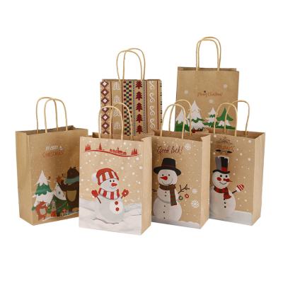 China Hot Sale Recyclable Christmas Gift Paper Bag Custom All-Printed Logo Wrapping Kraft Paper Packaging for sale