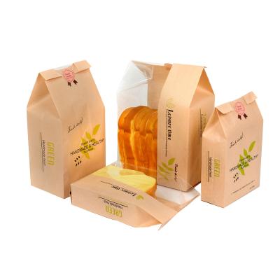 China Recycled Materials Custom Printed Logo Grease Oil Proof Bread Paper Bag Packing Hamburger Donuts Fried Food Kraft Paper Bags Take-Out Packaging for sale