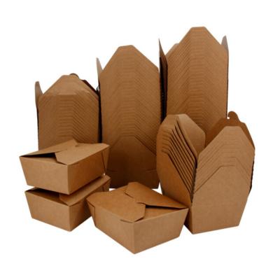 China Recycled Disposable Rectangular Materials Paper Lunch Box Kraft Paper Box Food Double Salad Chicken Box for sale