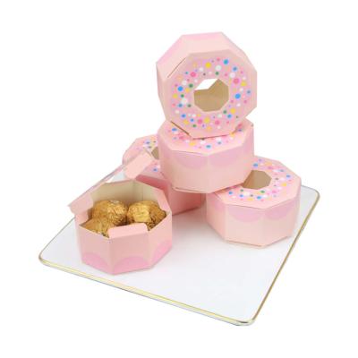 China Reused Sugar Packaging Donut Polygon Biscuit Happy Box New Candy Materials Wedding Partner European Hand Gift Box for sale