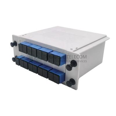 China FTTH FTTxFTTB Network FTTH Fiber Optic Cassette PLC Splitter 1*16 with SC UPC for sale