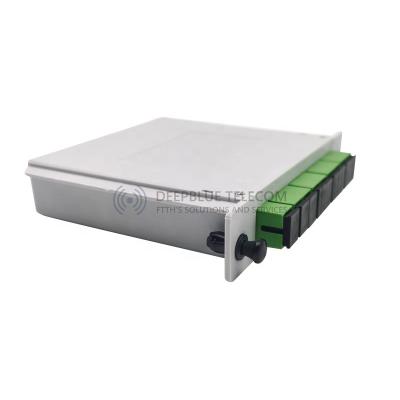 China FTTH FTTxFTTB Network FTTH Fiber Optic Cassette PLC Splitter 1*4 with SC APC for sale