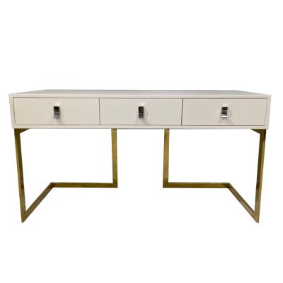 China Customized Modern Wooden White Drawer Vanity Table Bedroom Dresser Stainless Steel Legs Drawer Dressing Table for sale