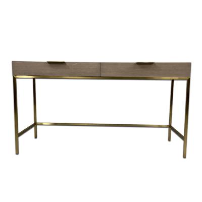 China Customized Modern Light Luxury Bedroom Stainless Steel Base Wooden Makeup Table Dresser for sale