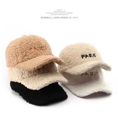 China Autumn Winter Women fashion alphabet embroidery lamb flat hat outdoor men's sports cold baseball cap COMMON for sale