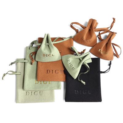 China High Quality Gifts 7*10cm Microfiber Small Drawstring Pouches Bag With Embossed Logo for sale