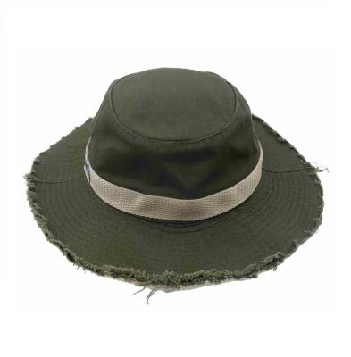 China Fedora Hats Customized Logo Blank Brim Casual Dark Green Bucket Hats Wide Bucket Hat For Summer for sale